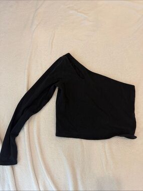 Abercrombie & Fitch Black One-Shoulder Long Sleeve Top